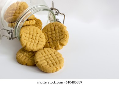 Homemade Peanut Butter Cookies On White Background