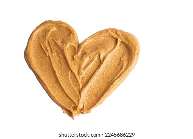 Homemade peanut butter and patterned sandwich isolated on white background. The concept of love for nuts. Favorite breakfast. Nuts in the shape of a heart - Powered by Shutterstock