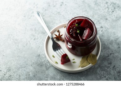 Homemade pickled beetroot
