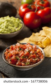 Homemade Pico De Gallo Salsa and Chips Ready to Eat