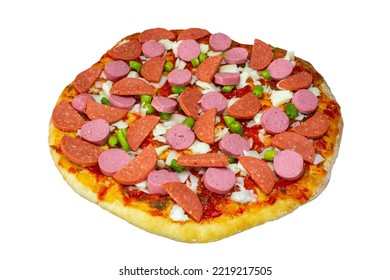 Homemade Pizza Isolated On White Background. Closeup Photo ıofof Uncooked Pizza.