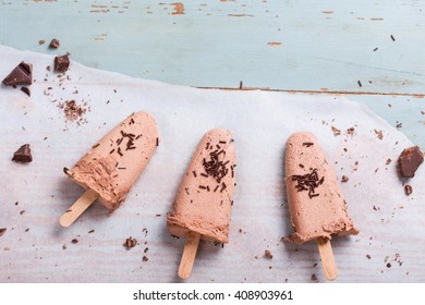 Homemade Popsicle Stick With Chocolate And Vanilla