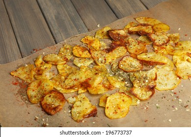 Homemade Potato Chips Close Up