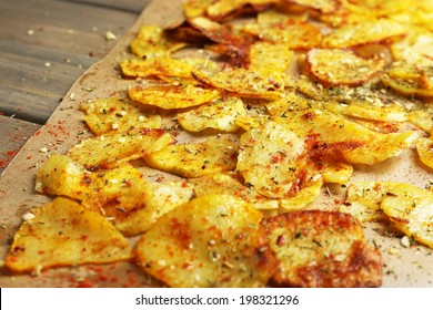 Homemade Potato Chips Close Up