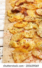 Homemade Potato Chips Close Up