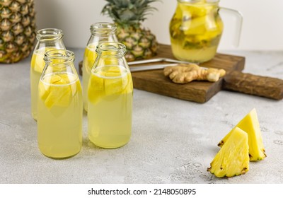 Homemade Probiotic Superfood Drink, Tepache. Mexican Fermented Pineapple Beer. Great For Keto Diet And Healthy Gut. Also Drinkable As Cider Or Kombucha.