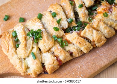 Homemade Puff Pastry With Pizza Ingredients And Spinach