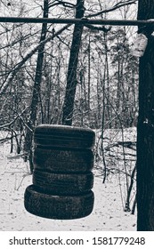 Homemade Punching Bag Made Of Car Tires