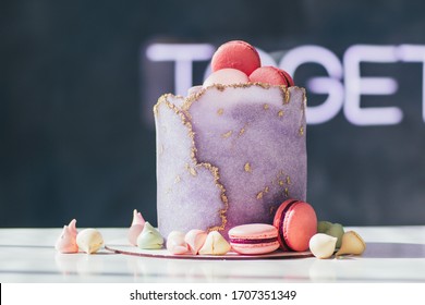 Homemade Purple Cake With Macaroon