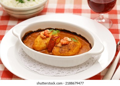 homemade quenelle (fluffy fish dumplings with creamy crayfish sauce ), French Lyonnais cuisine - Shutterstock ID 2188679477