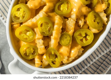 Homemade Queso Cheese French Fries With Jalapenos