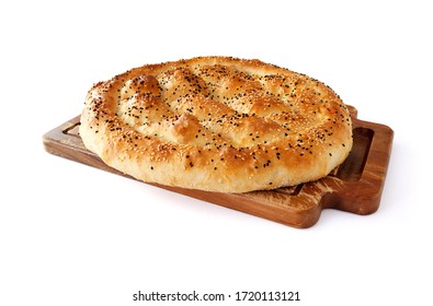 Homemade Ramadan Pita (pide) On White Background