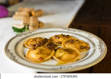 Homemade Ravioli With Red Pesto