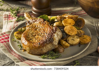 Homemade Roasted Bone In Pork Chop With Herbs And Spices