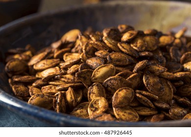 Homemade Roasted Spicy Pumpkin Seeds with Chili and Paprika