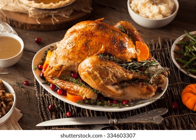 Homemade Roasted Thanksgiving Day Turkey with all the Sides - Shutterstock ID 334603307