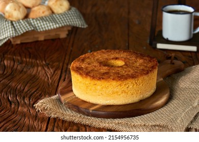 Homemade Round Cake Made Of Green Corn And Cheese, Known As 