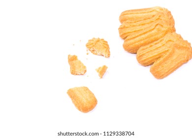 Homemade round ginger biscuit with jam, peanuts and raisins. Delicious honey sweetmeal digestive cookie isolated on a white background with light shadow. Cooking concept. Detailed closeup studio shot