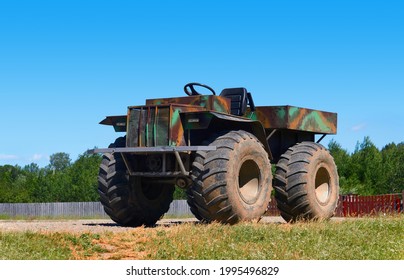 Homemade Rural Swamp Buggy On A Village Street