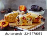 Homemade rustic fruits cake on a table