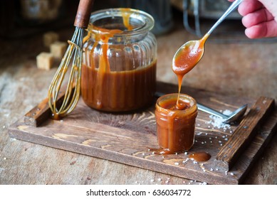 Homemade salted caramel sauce
