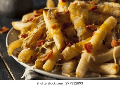 Homemade Salty Cheese French Fries with Bacon