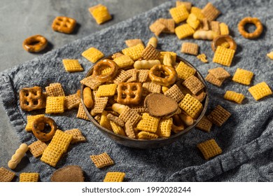 Homemade Salty Party Snack Mix With Cereal And Pretzels