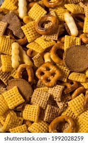 Homemade Salty Party Snack Mix With Cereal And Pretzels