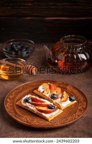 Similar – runde hausgemachte Pastete mit Heidelbeeren