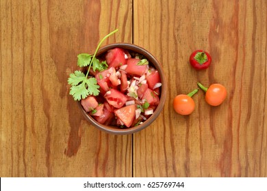 Homemade Sauce Pico De Gallo, Salsa, Top View