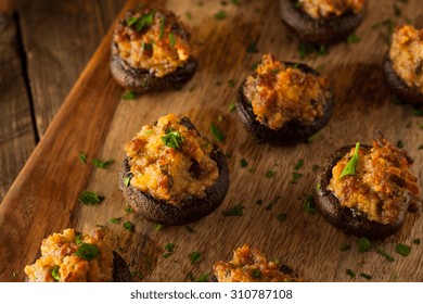 Homemade Sausage Stuffed Mushrooms With Cheese And Parsley