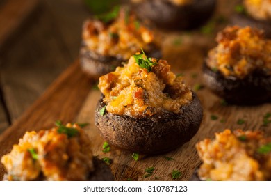 Homemade Sausage Stuffed Mushrooms With Cheese And Parsley