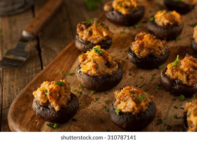 Homemade Sausage Stuffed Mushrooms With Cheese And Parsley