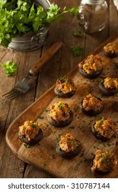 Homemade Sausage Stuffed Mushrooms With Cheese And Parsley