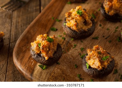 Homemade Sausage Stuffed Mushrooms With Cheese And Parsley