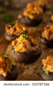 Homemade Sausage Stuffed Mushrooms With Cheese And Parsley