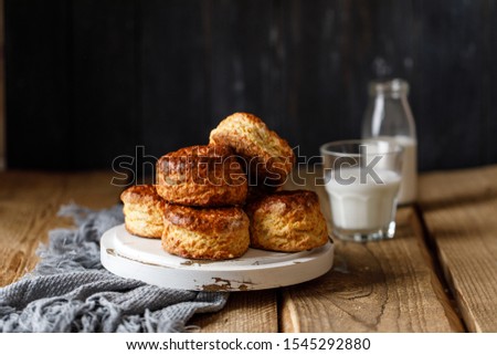 Homemade scone with cheese. Freshly baked delicious english scones.