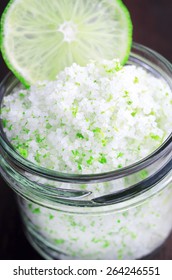 Homemade Scrub Made Of Sea Salt, Lime Peel And Lime Juice