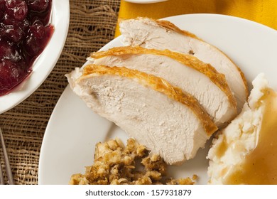 Homemade Sliced Turkey Breast For Thanksgiving Dinner