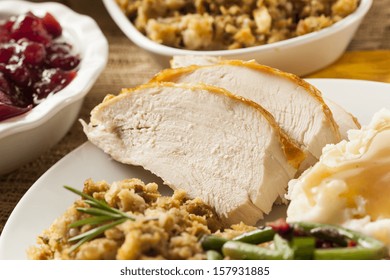 Homemade Sliced Turkey Breast For Thanksgiving Dinner