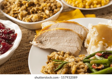 Homemade Sliced Turkey Breast For Thanksgiving Dinner