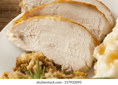 Homemade Sliced Turkey Breast For Thanksgiving Dinner