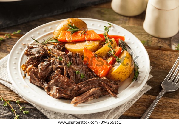 Homemade\
Slow Cooker Pot Roast with Carrots and\
Potatoes