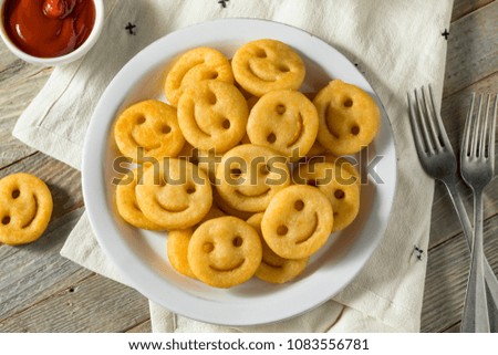 Homemade Smiley Face French Fries with Ketchup