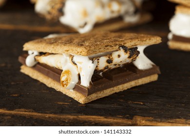 Homemade Smore Chocolate Marshmallow On Graham Stock Photo 141143332 ...