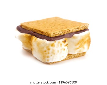 A Homemade Smore Isolated on a White Background