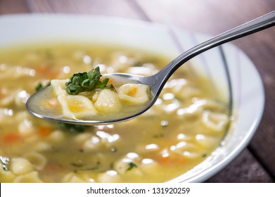 Homemade Soup On A Spoon