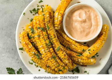 Homemade Spicy Corn Ribs With Mayo Dip