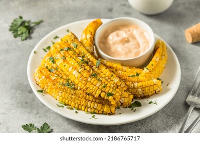 Homemade Spicy Corn Ribs With Mayo Dip