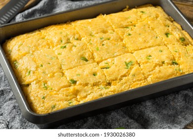 Homemade Spicy Jalapeno Cornbread Cut Into Squares